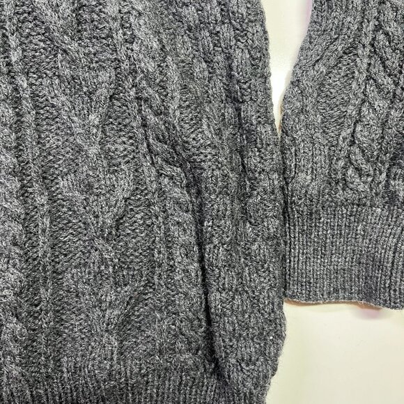 Inis Crafts Men's L 100% Merino Wool Thick Knit Sweater Grey Snowflake - Picture 5 of 7